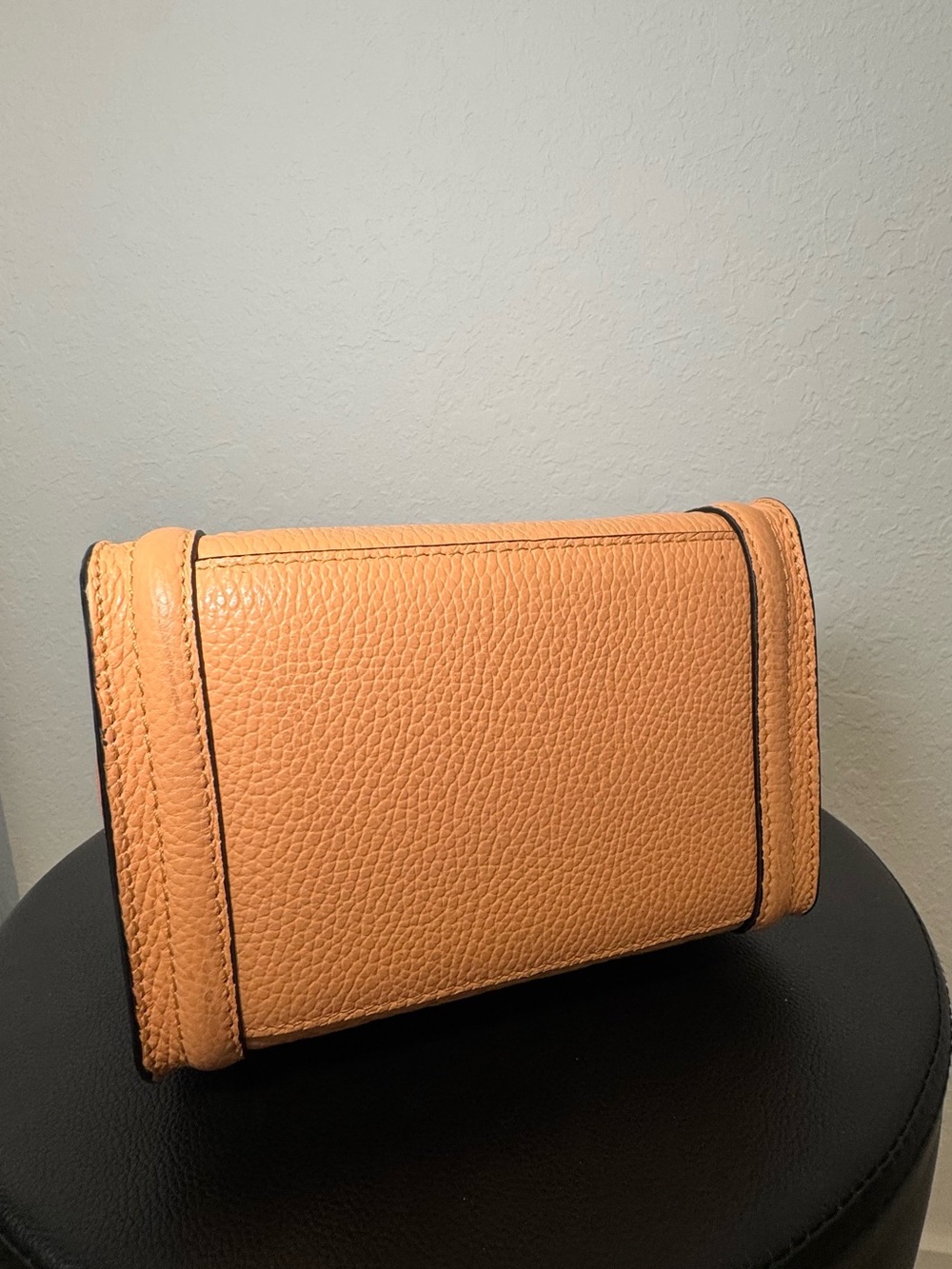 Valentino Mini Peach Embossed Leather Handbag - Picture 6 of 7
